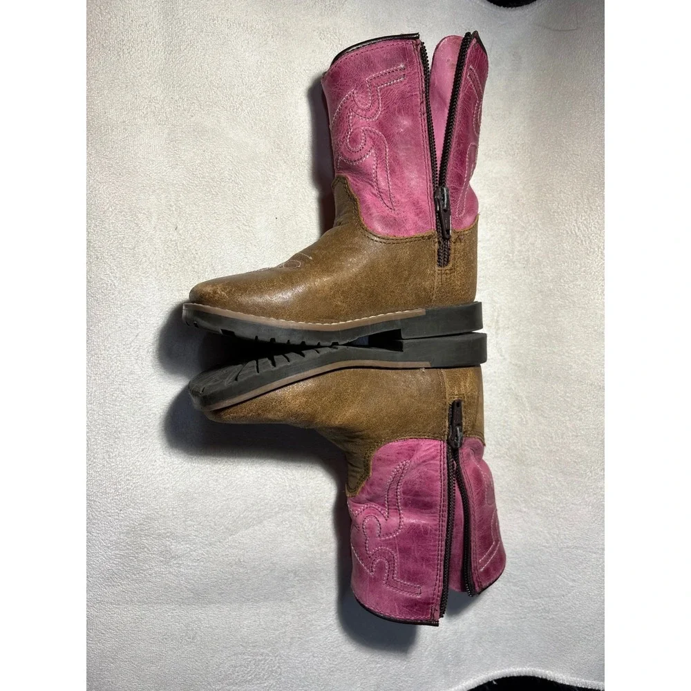 Shyanne Girls Brown and Pink Western Cowboy Boots Style 43920 T Size 8D